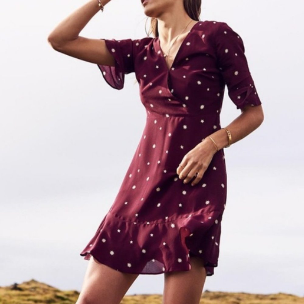 EUC Madewell burgundy / cream star dress